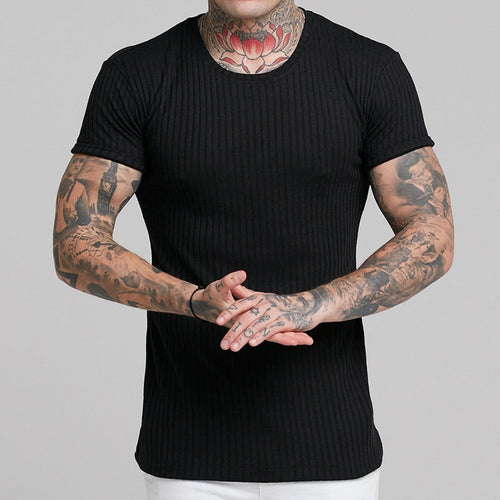 Herren Kurzarm Ripp-T-Shirt mit tailliertem Schnitt und bequemen Tragekomfort Echoarchiv