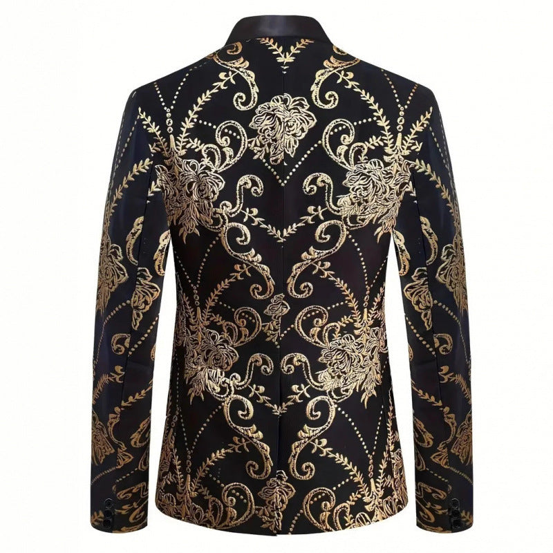 Herren Extravaganter Smoking-Blazer mit floralem Jacquard-Muster Echoarchiv