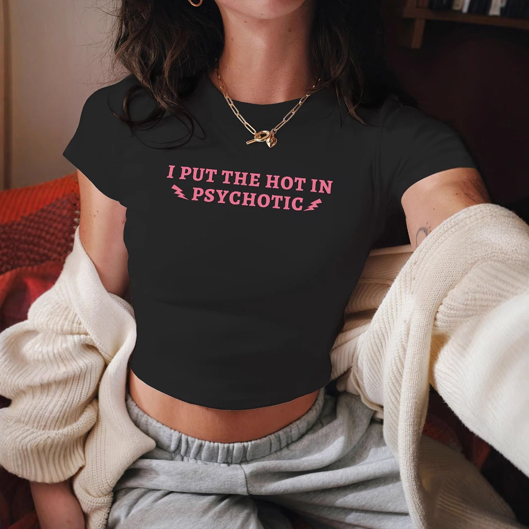 Damen Crop-T-Shirt mit fröhlichem Kirschmotiv Echo Archiv