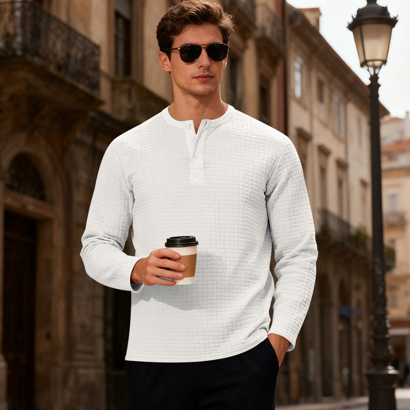 Herren Langarm-Henley-Shirt mit strukturiertem Design Echoarchiv
