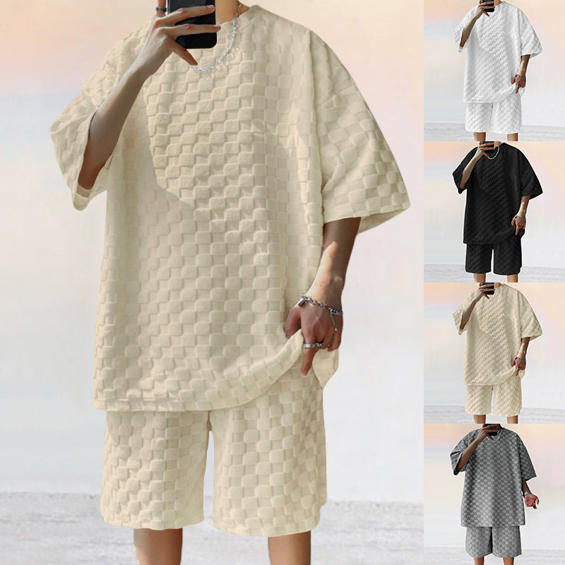 Herren entspanntes Kurzarm T-Shirt und Shorts-Set Echoarchiv