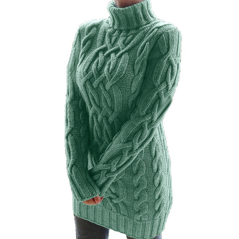 Damen Oversized Strickkleid mit markantem Zopfmuster und Rollkragen Echo Archiv