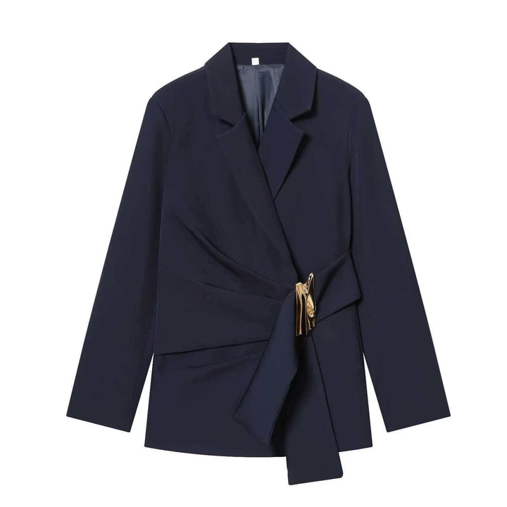 Damen nan elegante High‑Waist Weitbein-Anzughose mit flachem Bund und verdeckter Naht Echo Archiv