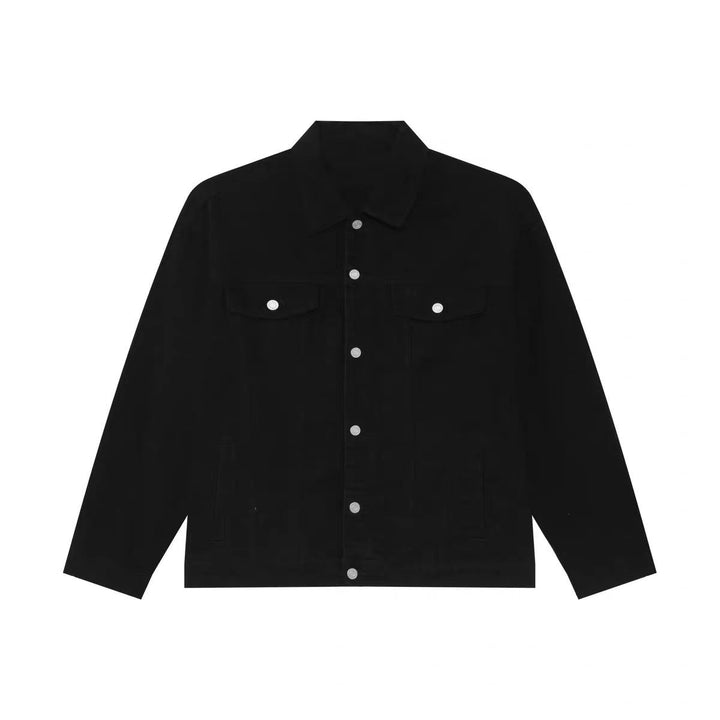 Herren Boxy-Denim-Überhemdjacke mit Druckknopfblende, Pattentaschen & geradem Saum Echoarchiv