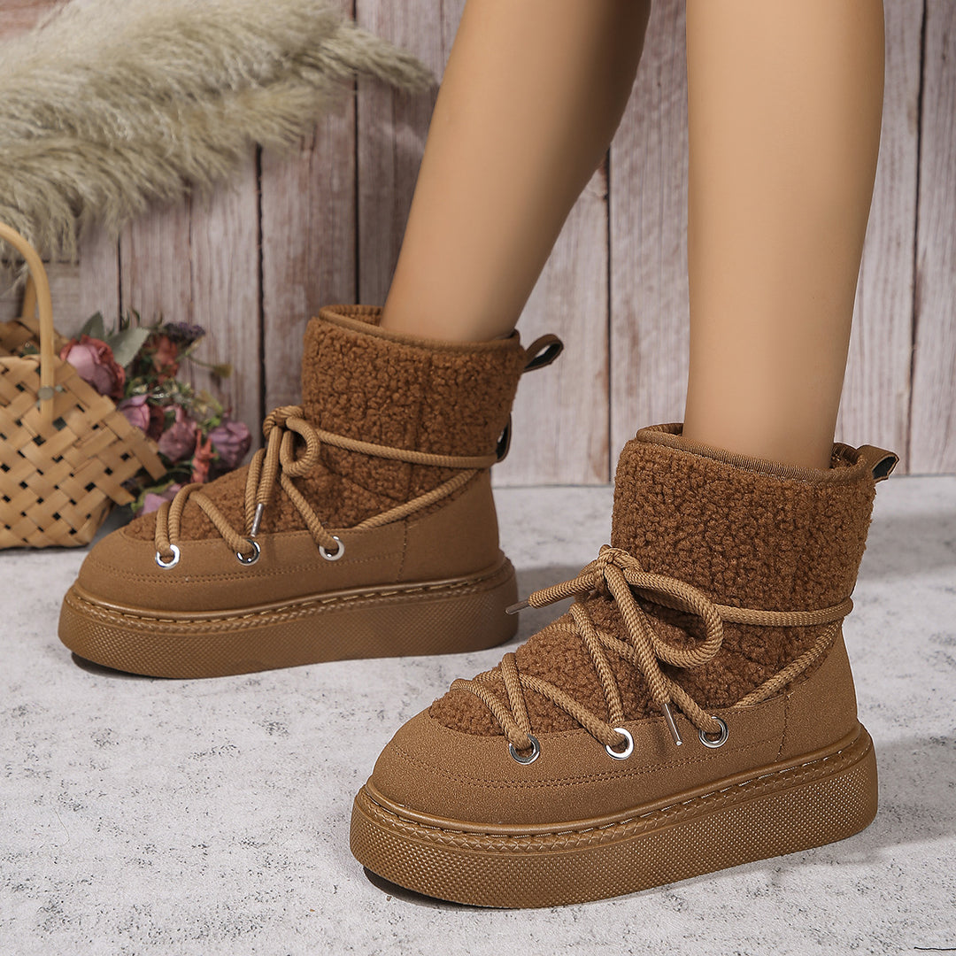 Damen Gefütterte Plateau-Schnürboots mit Teddyfutter und dicker Profilsohle – Lioré