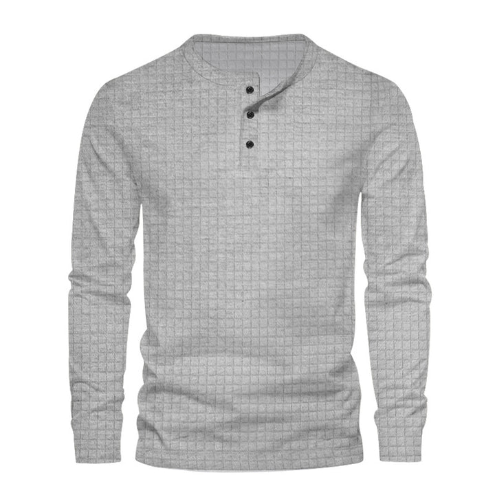 Herren langärmliges Henley-Shirt mit modischem Strukturdesign Echoarchiv
