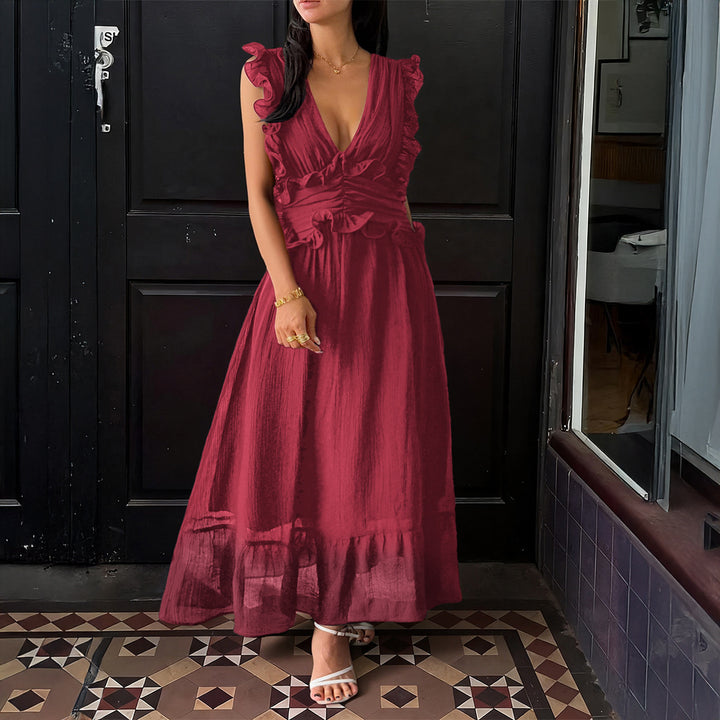 Damen Elegantes Wickelkleid mit Rüschendetails und taillierter Silhouette Echo Archiv
