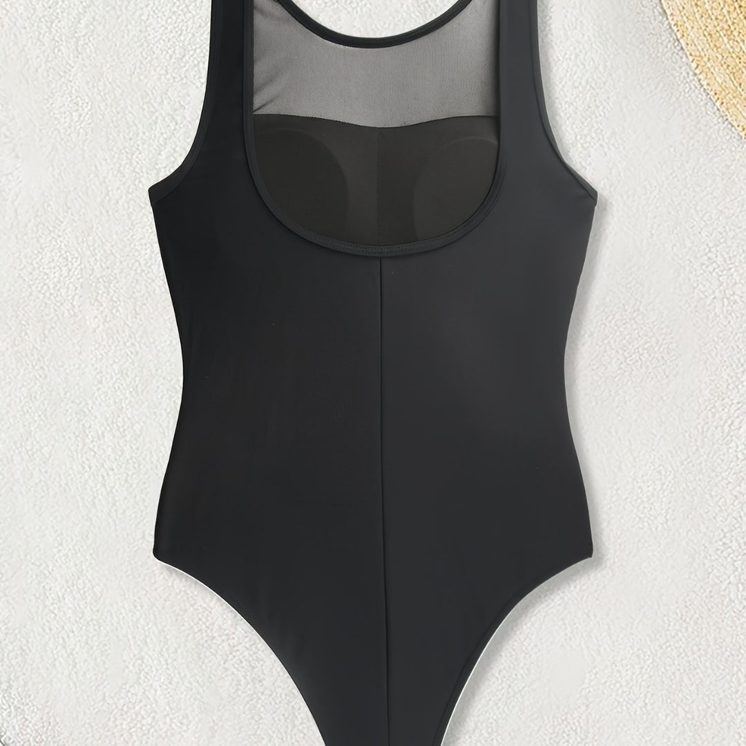 Damen Hochgeschlossener Badeanzug mit transparenten Mesh-Details Echo Archiv