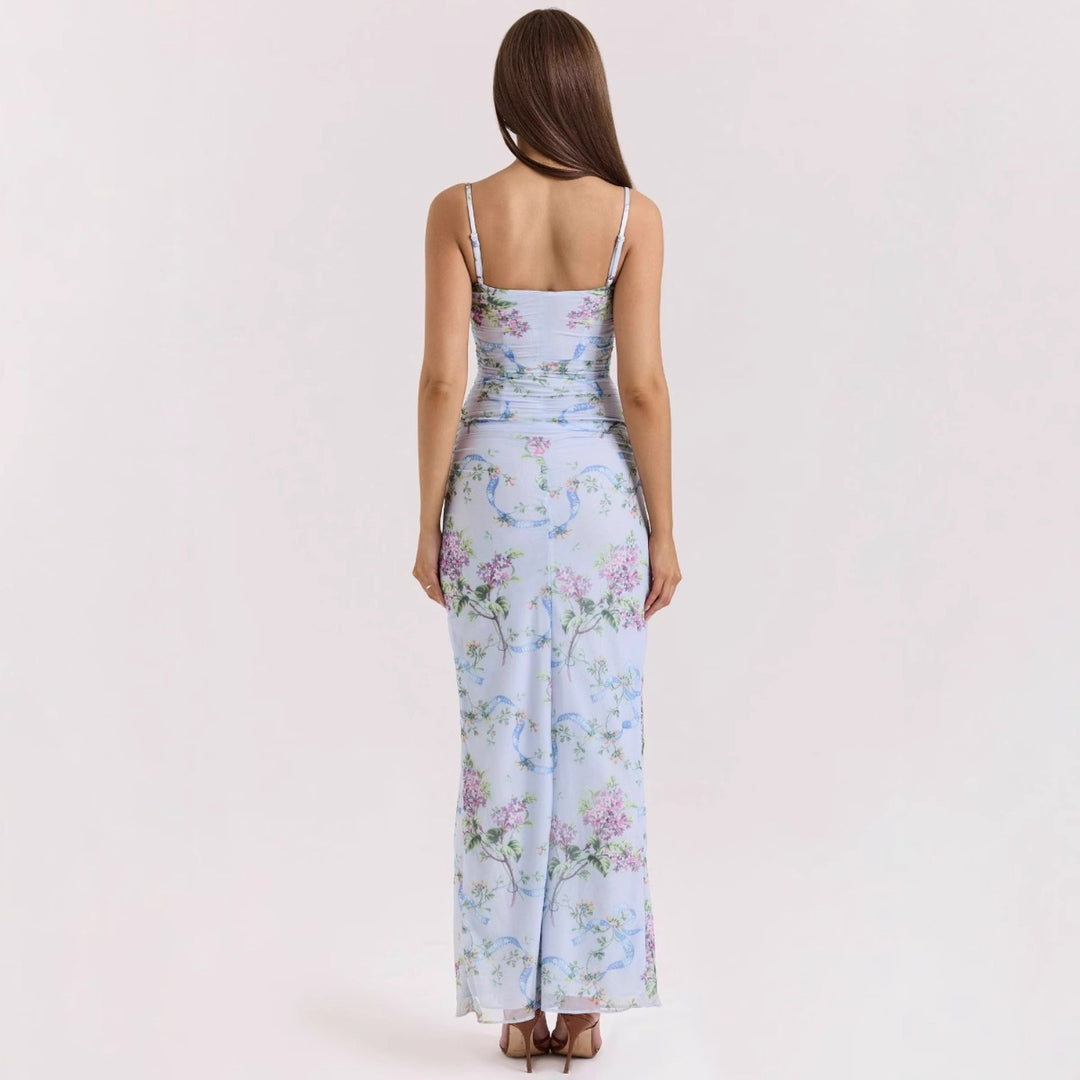 Damen Maxikleid mit floralen Mustern und Seitenschlitz Echo Archiv