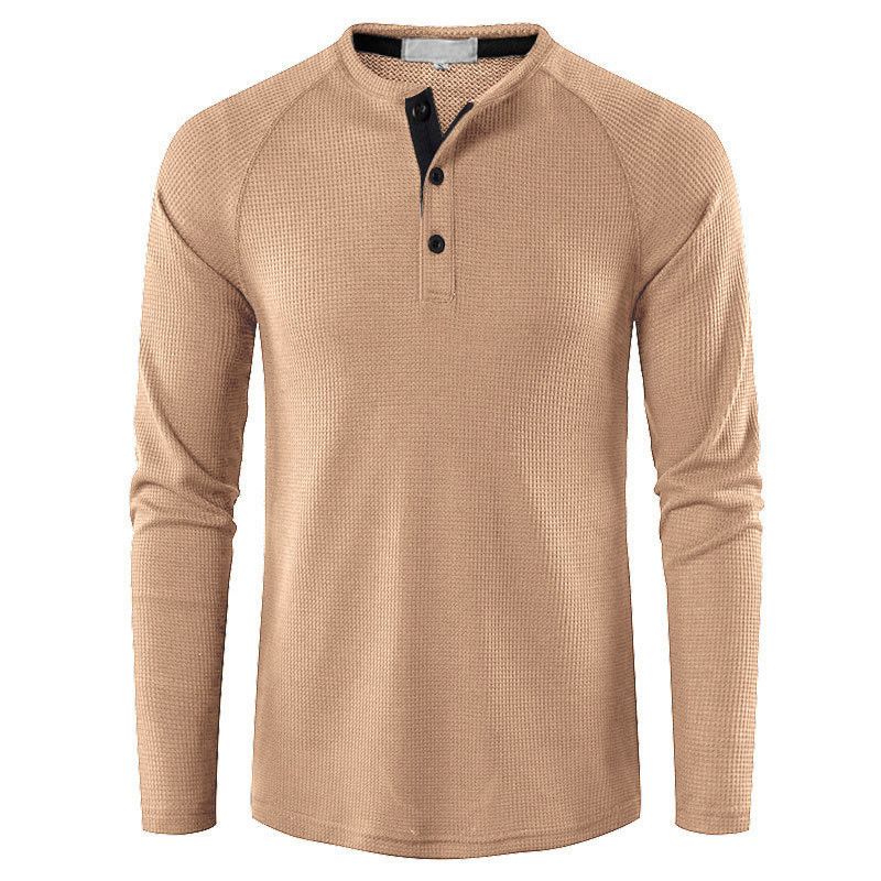 Herren Langarm-Henley-Shirt mit strukturierter Oberfläche Echoarchiv