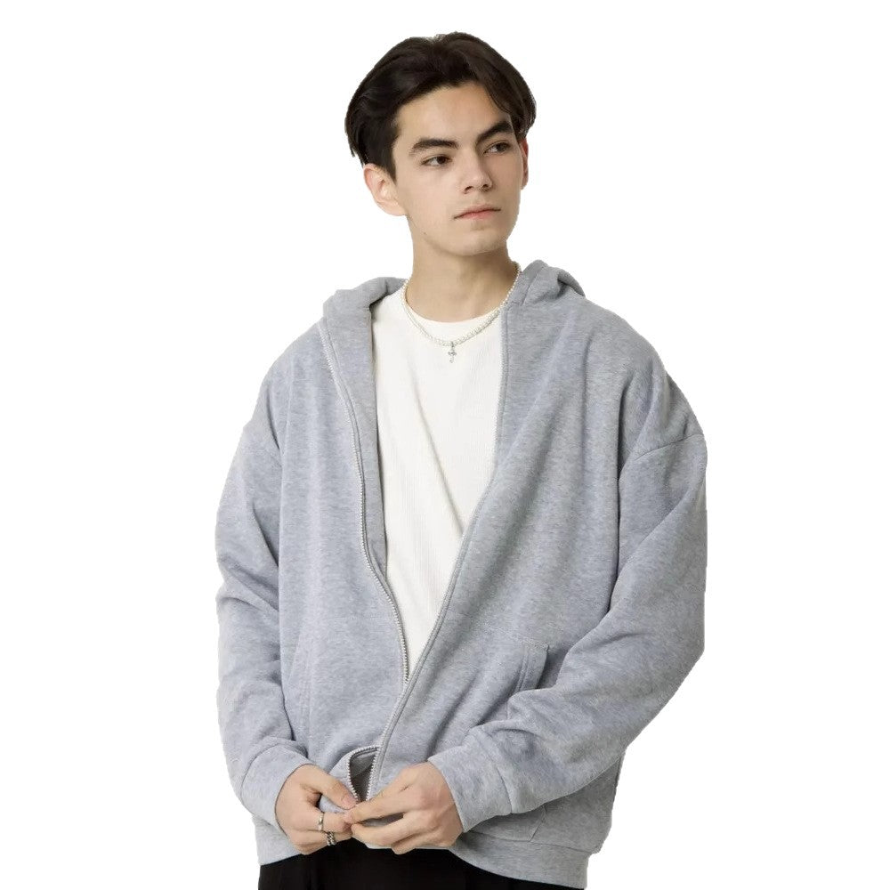 Herren minimalistischer Zip-Hoodie mit cleanem Oversize-Schnitt und weichem French-Terry-Futter – Cavarno