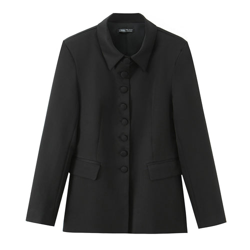 Damen Eleganter taillierter Blazer mit bezogenen Knöpfen und Pattentaschen Echoarchiv