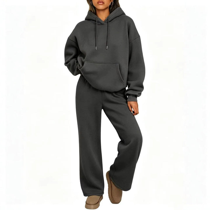 Damen Oversized Hoodie-Set mit Kängurutasche und weiter Palazzohose – Auréline