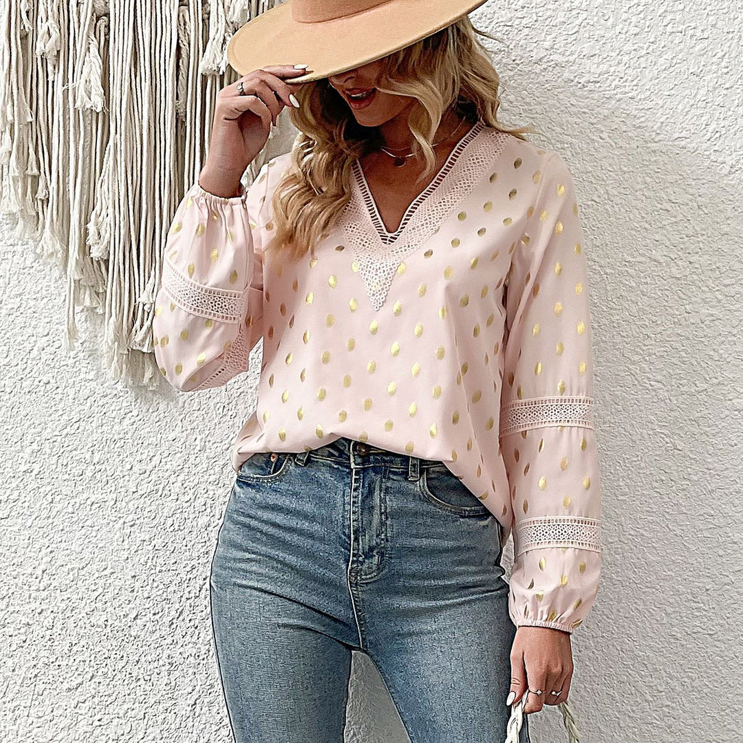 Damen Elegantes Blusenshirt mit Rüschen und Gold-Details Echo Archiv