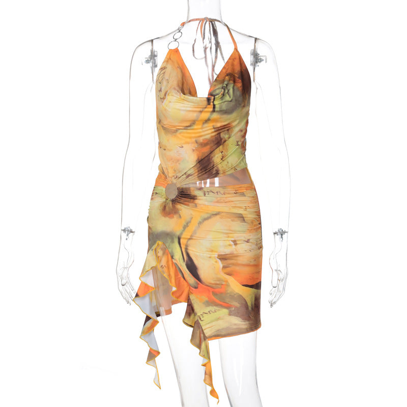 Damen Elegantes Wickelkleid mit raffiniertem Wasserdesign Echo Archiv