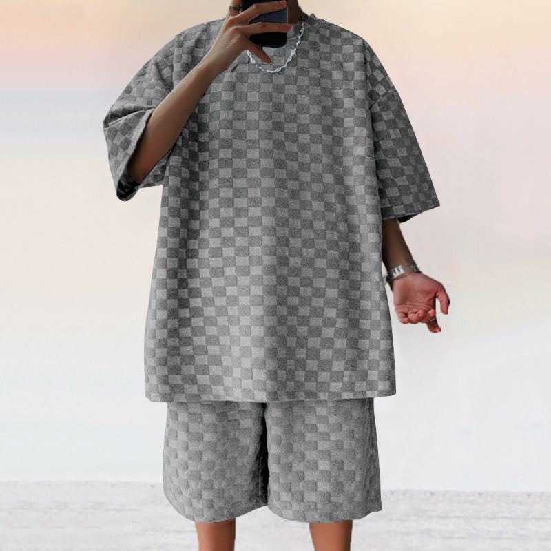 Herren entspanntes Kurzarm T-Shirt und Shorts-Set Echoarchiv