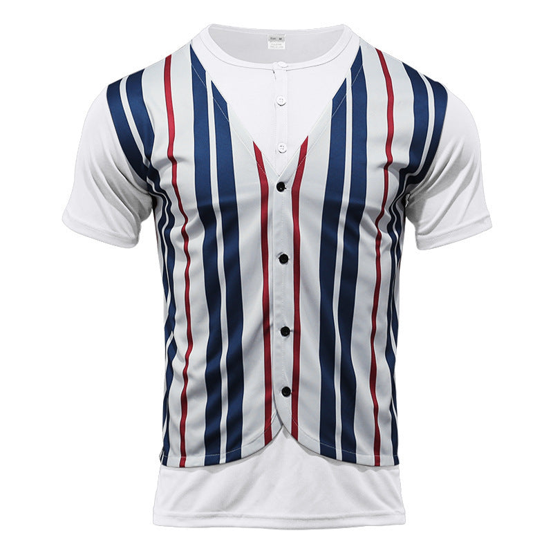 Herren Kurzarm Baseballshirt im Vintage-Stil mit Knopfleiste Echoarchiv