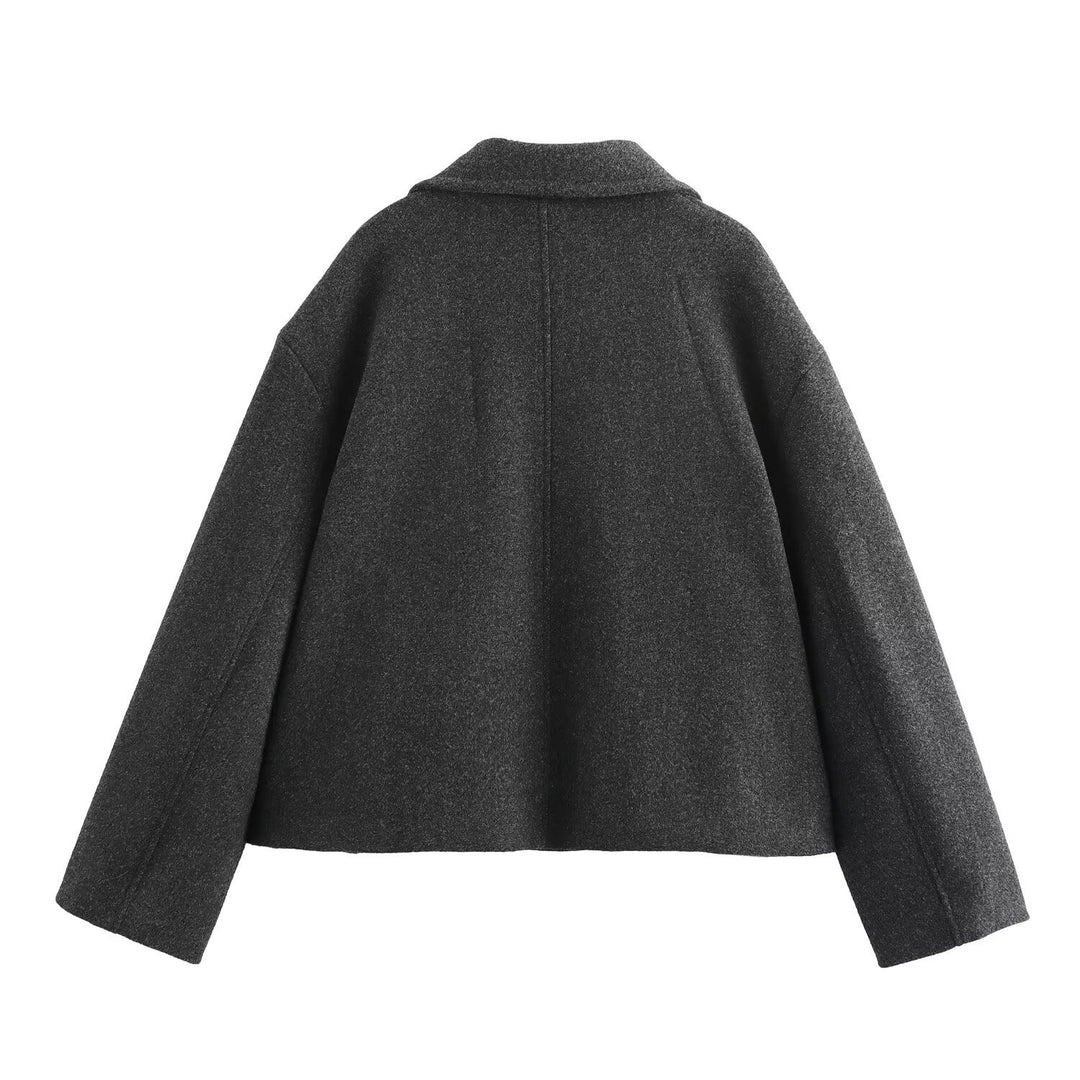 Damen Zweireihige Wollmix-Kurzjacke im Boxy-Schnitt Echo Archiv