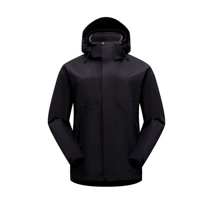 Unisex wasserdichte atmungsaktive Regenjacke mit Kapuze und Fleece-Futter – Taviero