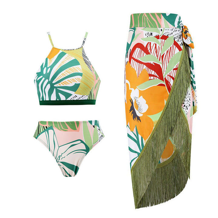 Damen Bikini-Set mit hochwertigem Wickelrock und fransigen Akzenten Echo Archiv