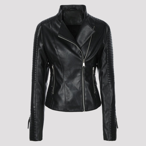 Damen Schmal geschnittene Bikerjacke mit gesteppter Ärmel- und Schulterpartie Echoarchiv
