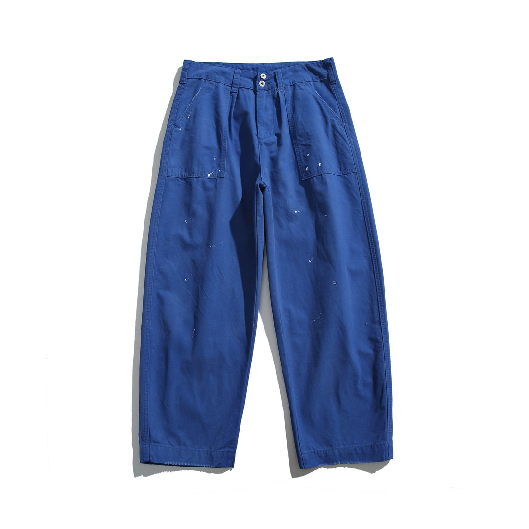 Damen Weite Cropped Arbeitshose mit hoher Taille und aufgesetzten Taschen Echoarchiv