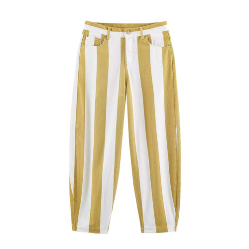 Damen Taillenhohe Culotte-Hose mit breiten Streifen und weitem Bein Echo Archiv