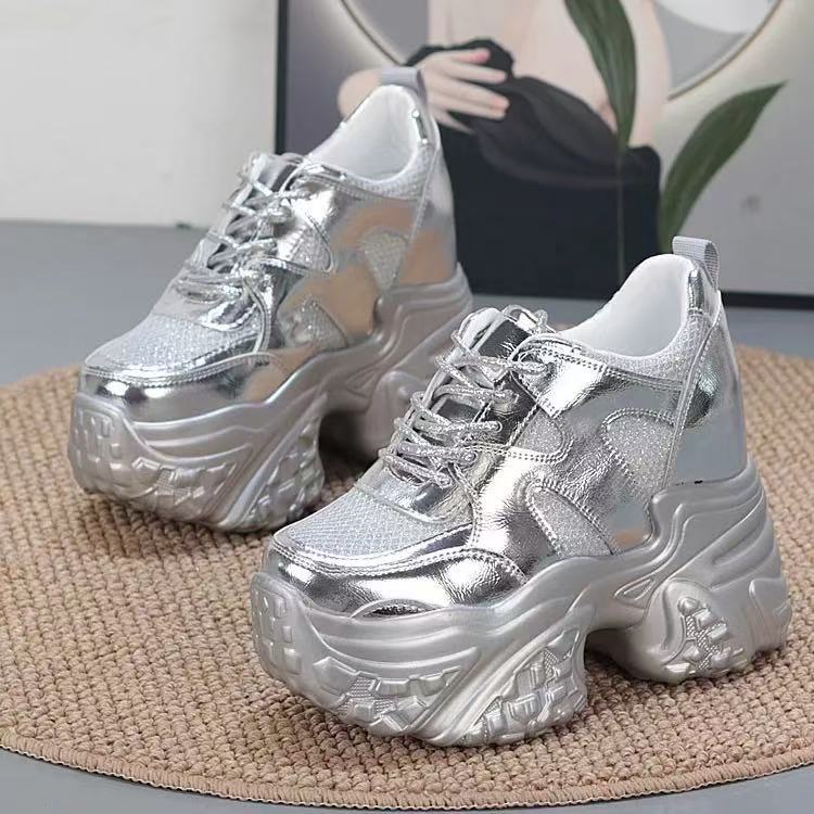 Damen modische Chunky Sneakers mit hoher Plateausohle und atmungsaktivem Mesh-Echo Archiv