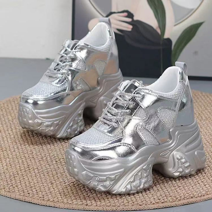 Damen modische Chunky Sneakers mit hoher Plateausohle und atmungsaktivem Mesh-Echo Archiv