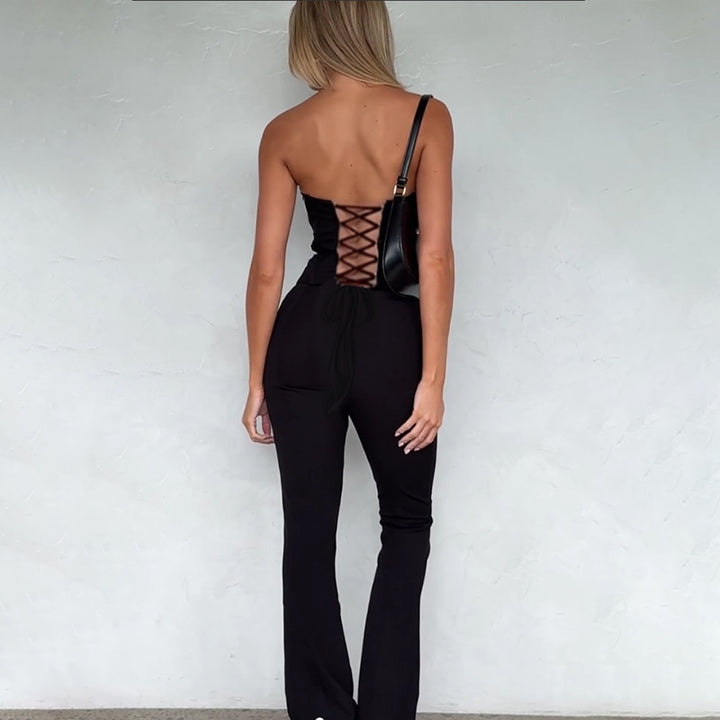 Damen figurbetonter Jumpsuit mit Herzausschnitt und elegantem Schnitt Echo Archiv