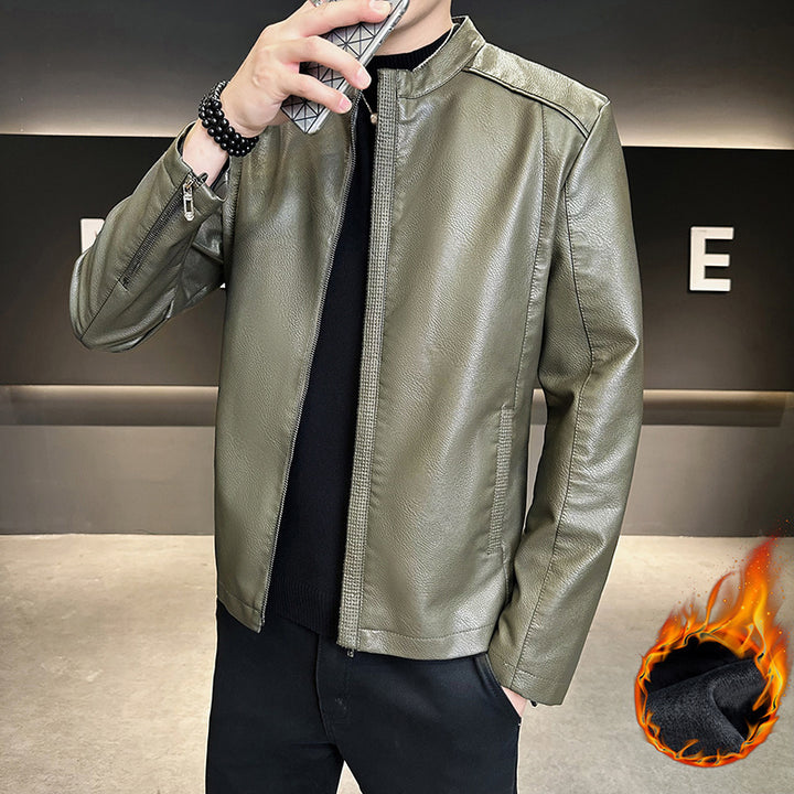 Herren Modische Kunstlederjacke mit hohem Kragen Echo Archiv