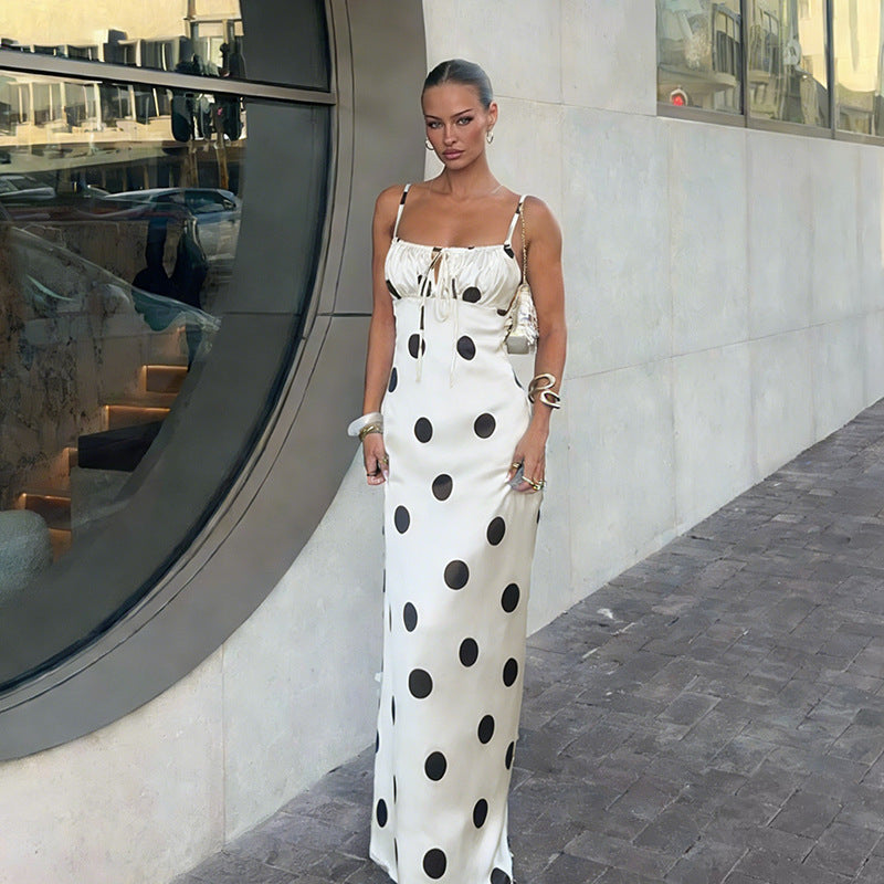 Damen Maxikleid mit verspieltem Punktmuster und raffiniertem Trägerschnitt Echo Archiv