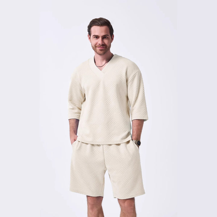 Herren lässiger V-Ausschnitt Freizeit-Pullover und Shorts Set Echoarchiv