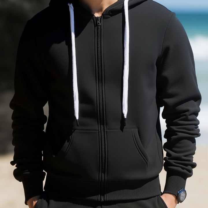 Herren Kapuzen‑Sweatjacke mit durchgehendem Reißverschluss, Kängurutaschen & weichem Futter Echo Archiv