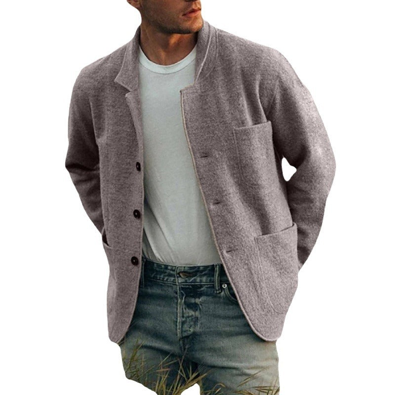 Herren elegante Cardigan-Jacke im entspannten Schnitt mit praktischen Taschen Echoarchiv