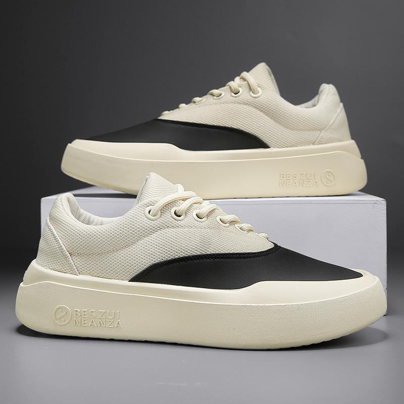 Unisex Minimalistische Low-Top Plateau-Sneaker mit nahtlosem Canvas-Textilmix und dämpfender EVA-Plateausohle – Norré