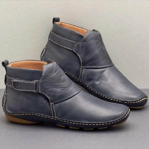 Unisex nan knöchelhohe Lederimitat-Boots mit Klettverschluss und rutschfester Gummisohle Echo Archiv