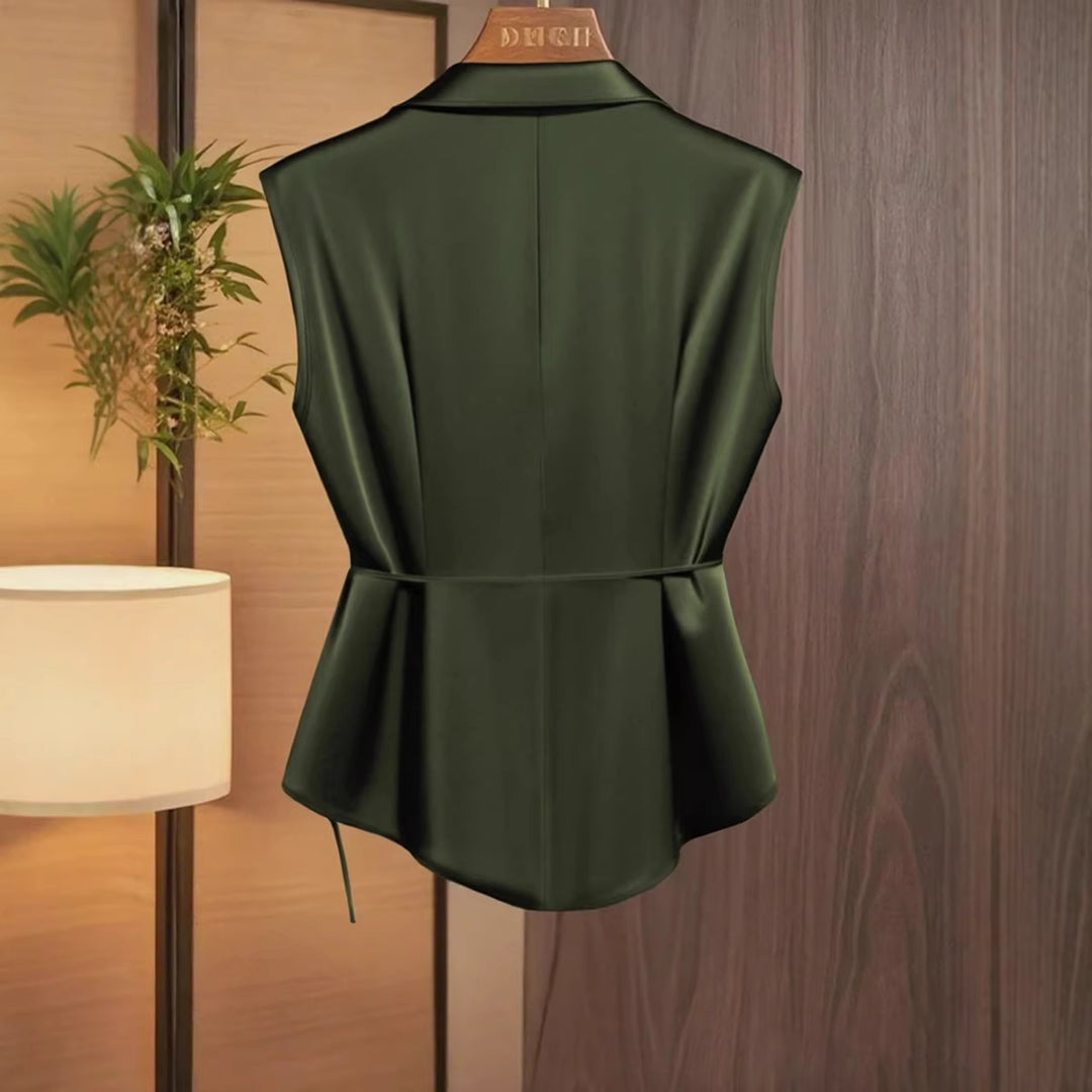 Damen Bluse mit eleganter Wickeloptik und fließendem Satinfall Echo Archiv