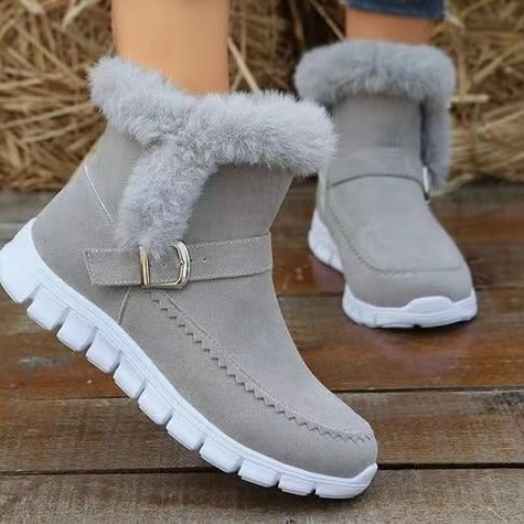 Damen  gefütterte Stiefelette mit Kunstfellkragen, rutschfester Leichtsohle und seitlichem Reißverschluss Echo Archiv