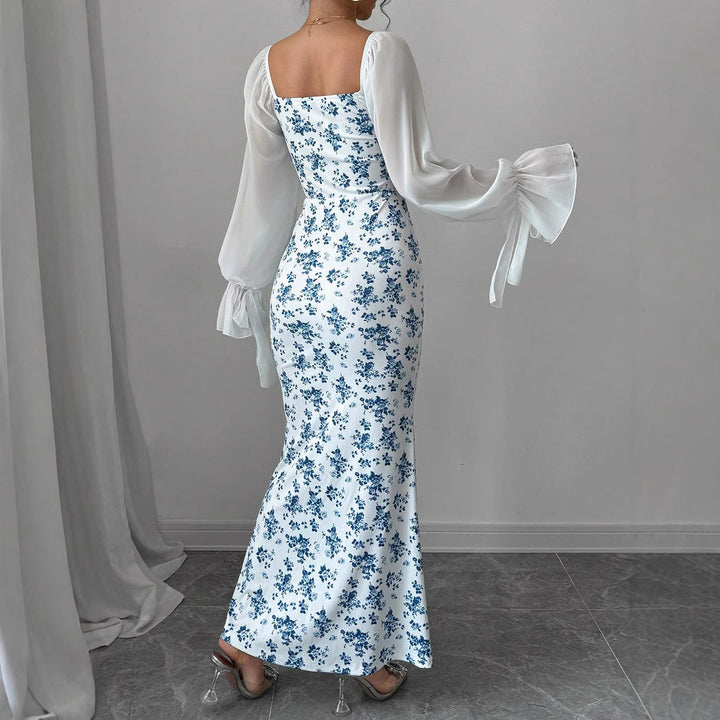 Damen Figurbetontes Maxikleid mit herzförmigem Ausschnitt und geraffter Brust – Avérine