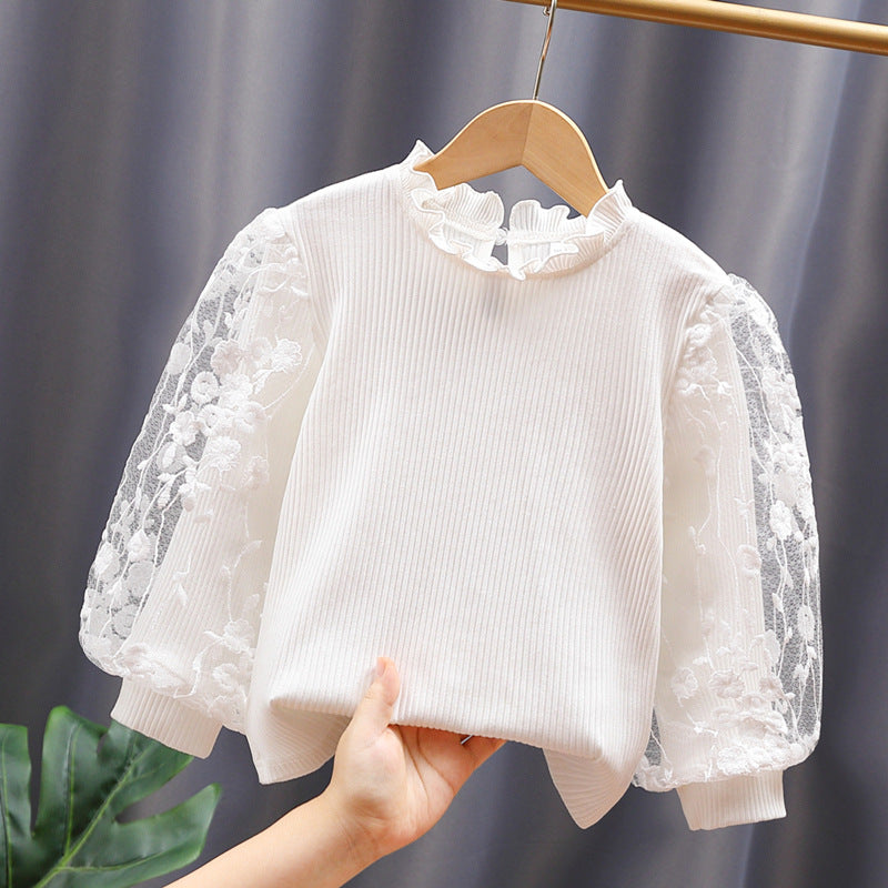 Mädchen Sweatshirt mit floralen Stickermonturen und Rüschen Echo Archiv