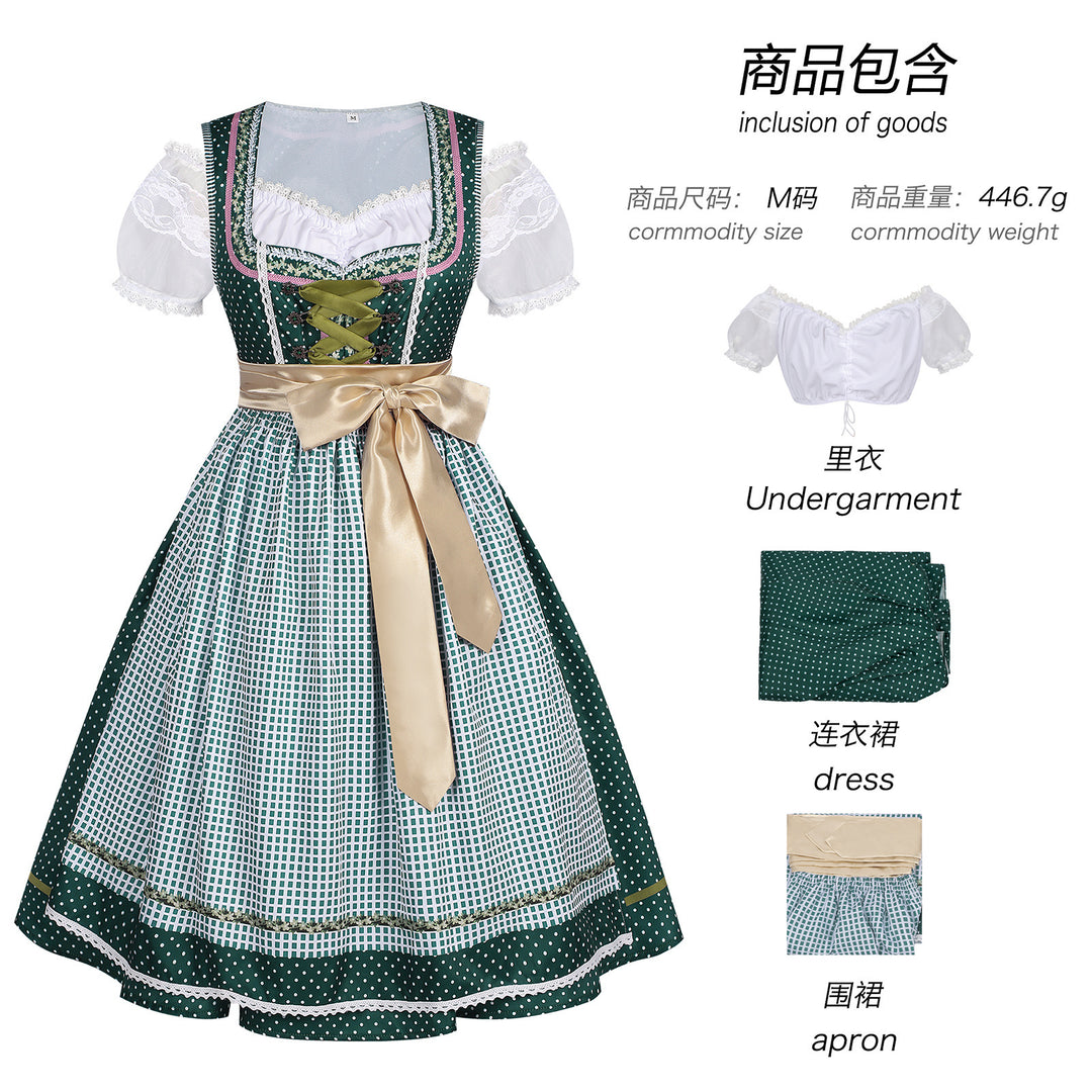 Damen nan traditionelles Trachten-Dirndl mit geschnürter Corsage, Spitzenärmeln und schwingendem Tellerrock Echo Archiv