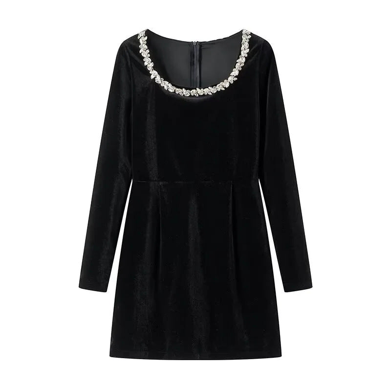 Damen nan elegantes Minikleid mit quadratischem Ausschnitt und Kristallbesatz Echo Archiv
