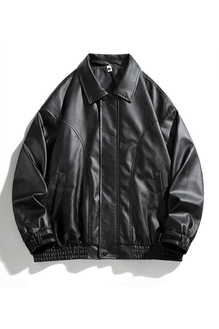 Herren lässige Kunstlederjacke mit elastischem Bund Echoarchiv