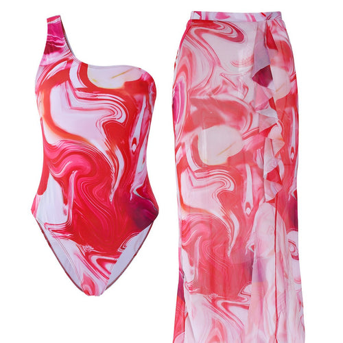 Damen Eleganter asymmetrischer Badeanzug mit passendem Pareo Echo Archiv