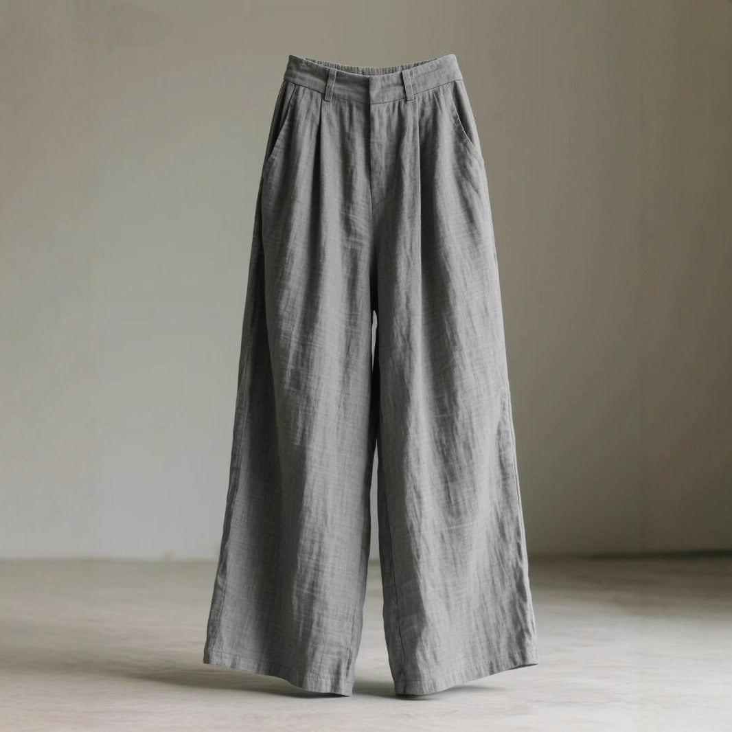 Damen weite Leinenhose mit eleganter Bundfalte und Taschen Echo Archiv