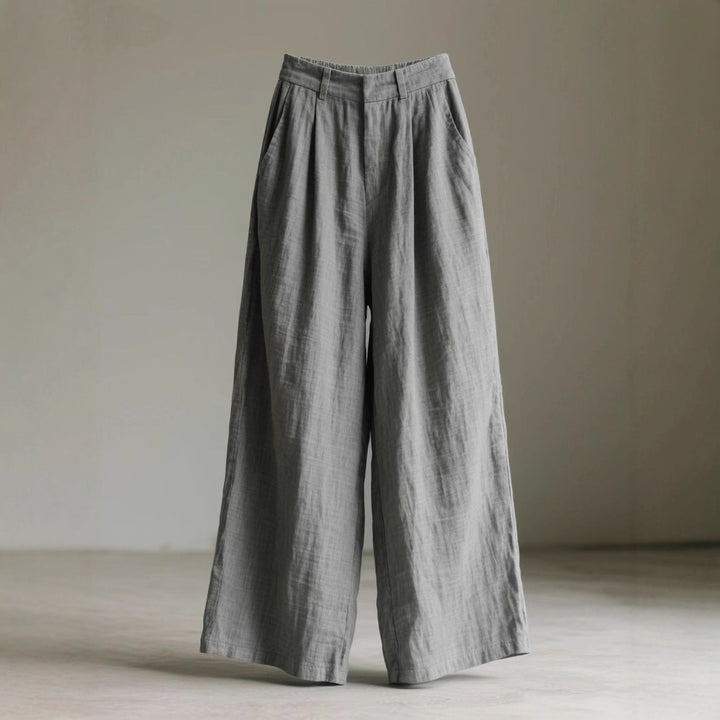 Damen weite Leinenhose mit eleganter Bundfalte und Taschen Echo Archiv