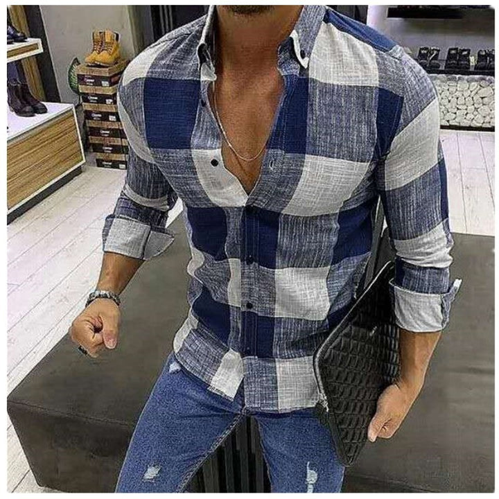 Herren Freizeit Langarmhemd mit modernem Karomuster und lässigem Fit Echoarchiv
