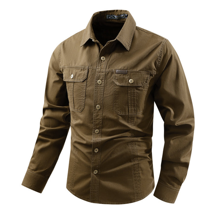 Herren nan robustes langärmliges Outdoorhemd aus Baumwoll-Twill mit aufgesetzten Klappentaschen und verdeckter Knopfleiste Echo Archiv