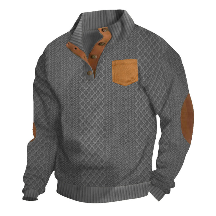 Herren Strickpullover mit Stehkragen und kontrastierenden Details Echoarchiv